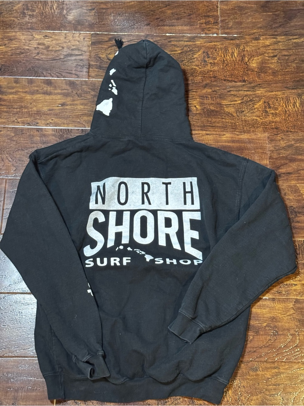 North Shore Hawaii Black Graphic Pullover Hoodie Sweatshirt Size Large